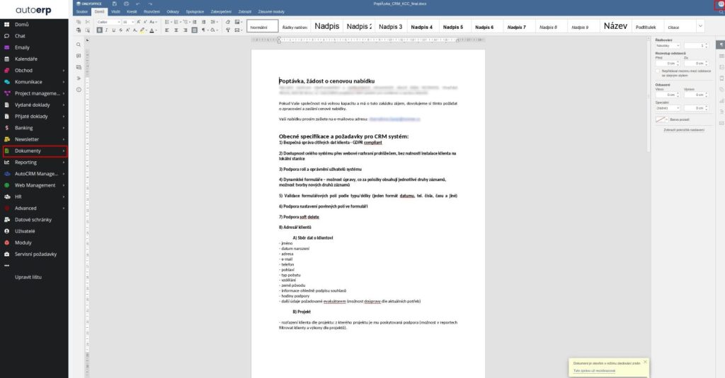 Dokument systém 8