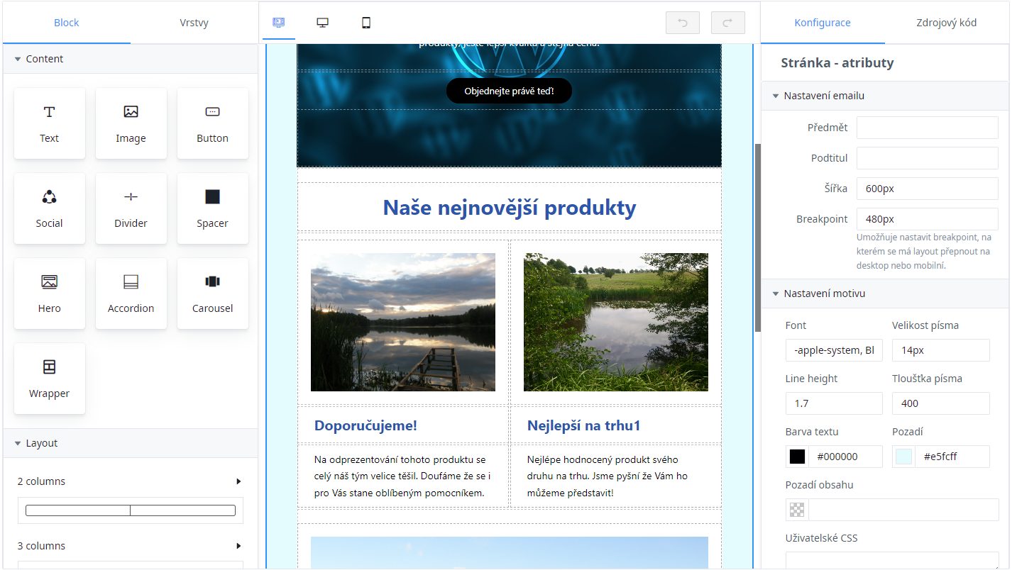 Email builder nástroj
