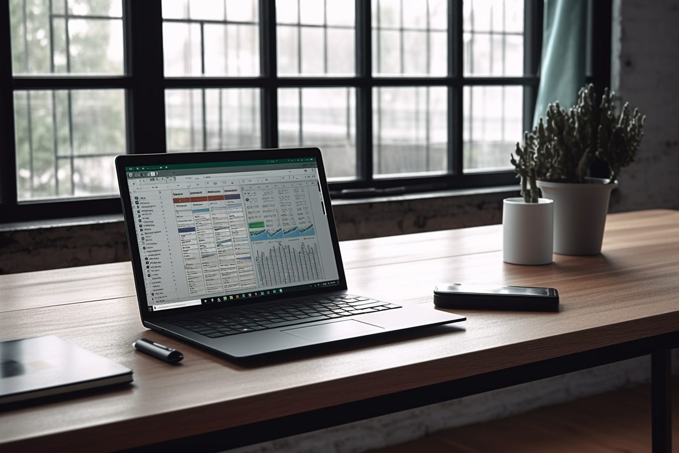 Excel tabuľky na notebooku