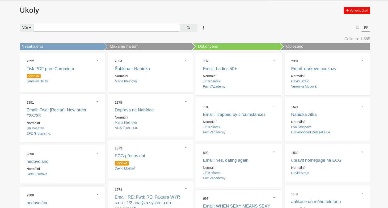 Filtrovanie úloh v Kanban board