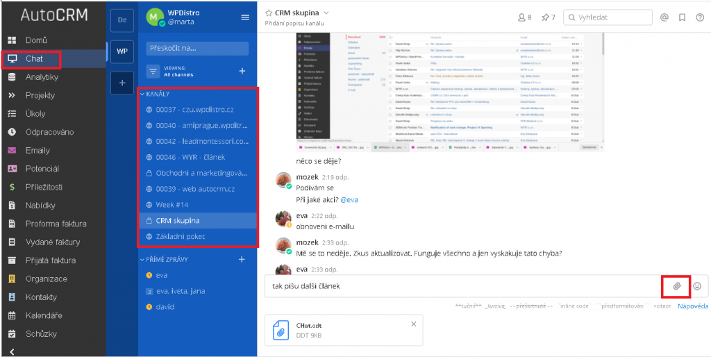Chatovací nástroj priamo v CRM aplikácii 1